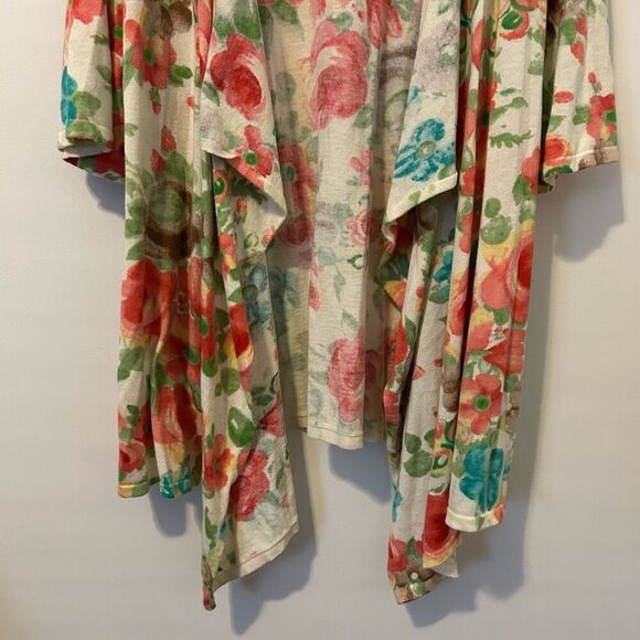 Charter Club cardigan 3X plus Womens Cream Floral Mix Boho fairy summer artsy - Picture 2 of 11